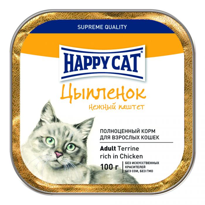 Happy Cat влажный корм для кошек паштет с цыпленком