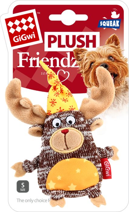 GiGwi Plush Friendz игрушка для собак, лось с пищалкой