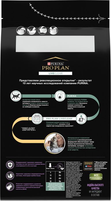 Сухой корм Pro Plan® LiveClear для котят, со вкусом индейки, Пакет