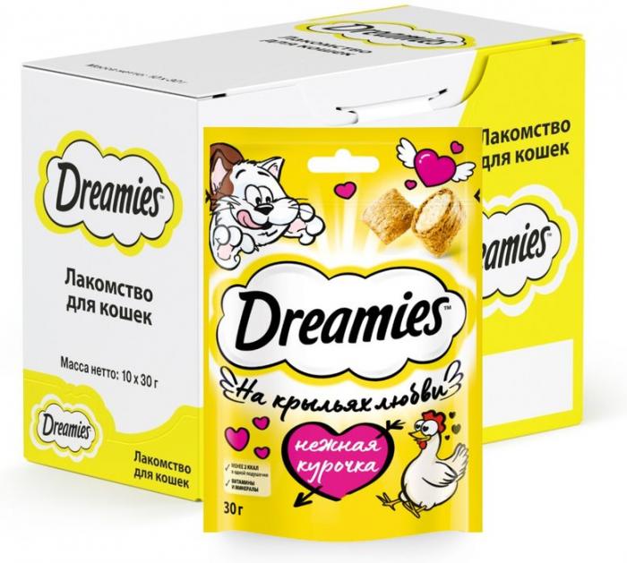 Dreamies лакомство для кошек подушечки с курицей