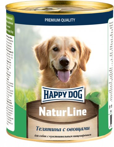 Happy Dog NaturLine влажный корм для собак, с телятиной и овощами