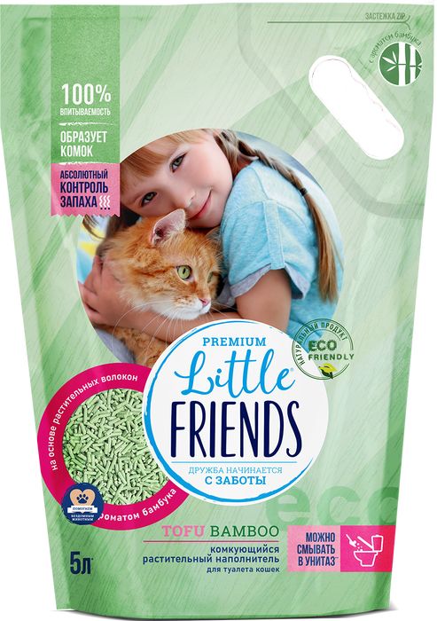 Little Friends Tofu Bamboo комкующийся наполнитель для кошачьих туалетов, растительный