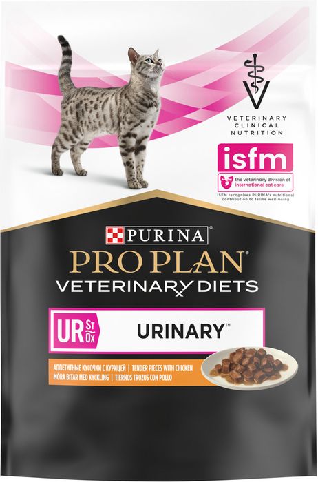 Влажный корм для кошек диетический Pro Plan® Veterinary Diets UR ST/OX Urinary при болезнях нижних отделов мочевыводящих путей, с курицей, Пауч