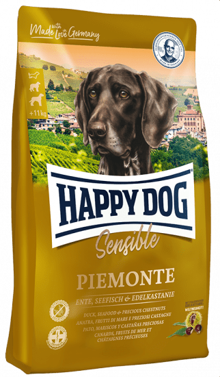 Happy Dog сухой корм для взрослых собак всех пород, утка, морская рыба с каштаном