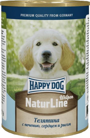Happy Dog влажный корм для щенков всех пород, телятина с печенью, сердцем и рисом