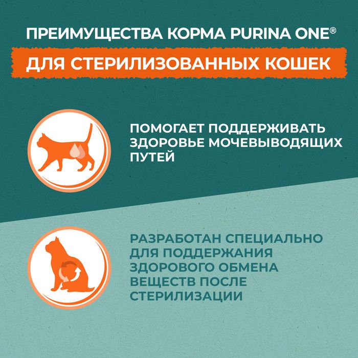 Сухой корм Purina ONE® Природа Здоровья® для стерилизованных кошек и кастрированных котов, с высоким содержанием говядины