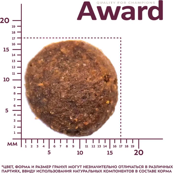 Award корм для взрослых собак крупных пород, с курицей и индейкой, с добавлением тыквы и шиповника