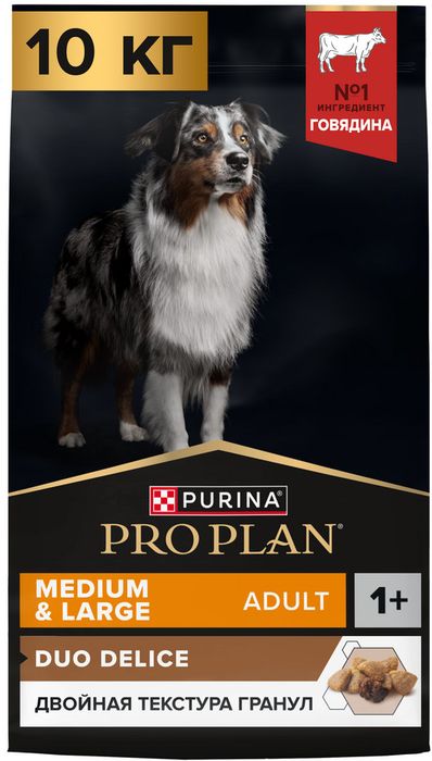 Сухой корм Pro Plan® Duo Delice для взрослых собак средних и крупных пород, с высоким содержанием говядины