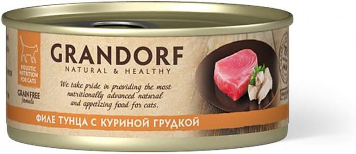 Grandorf влажный корм для взрослых кошек всех пород, филе тунца с куриной грудкой