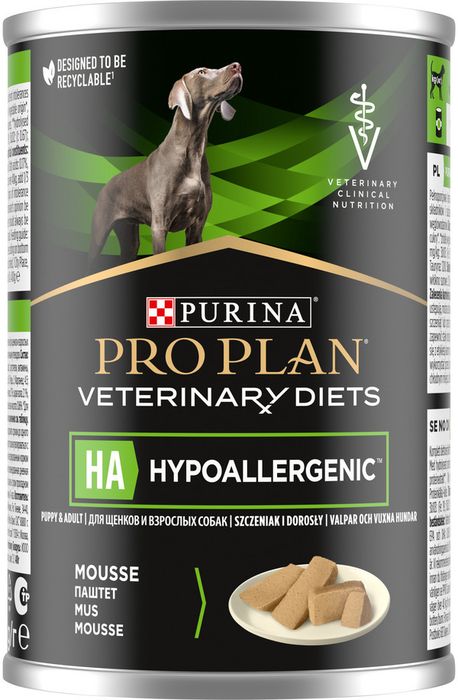 Влажный корм для собак диетический Pro Plan® Veterinary Diets HA Hypoallergenic при пищевой непереносимости, паштет, Банка