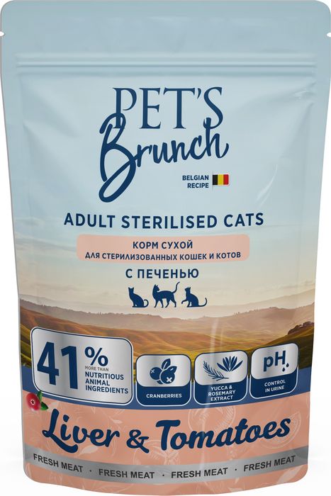 Pet\'s Brunch сухой корм для стерилизованных кошек, с печенью