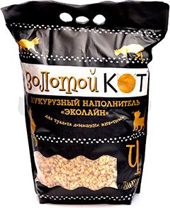 Наполнитель Эколайн Золотой кот для грызунов и кошек кукурузный