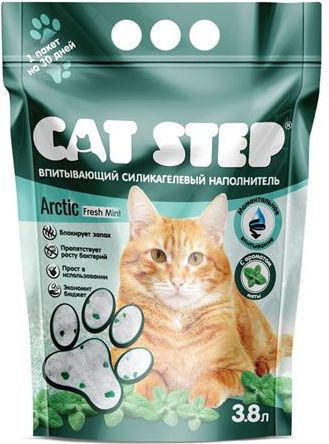 CAT STEP наполнитель для кошек силикагель впит Crystal Fresh Mint