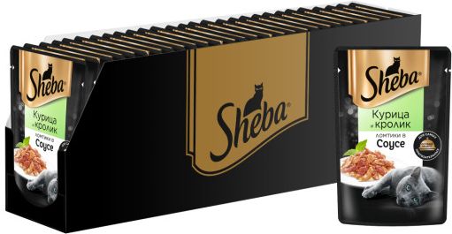 Sheba влажный корм для кошек, с курицей и кроликом в соусе