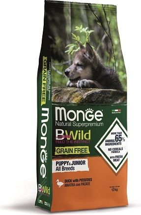 Monge Dog BWild GF корм для щенков всех пород, беззерновой, утка и картофель