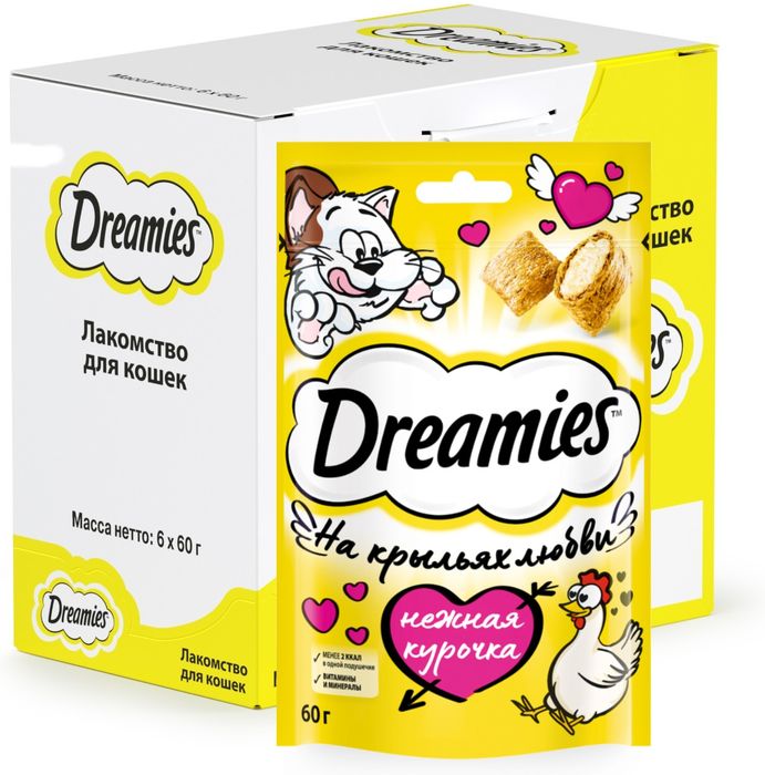 Dreamies лакомство для кошек подушечки с курицей