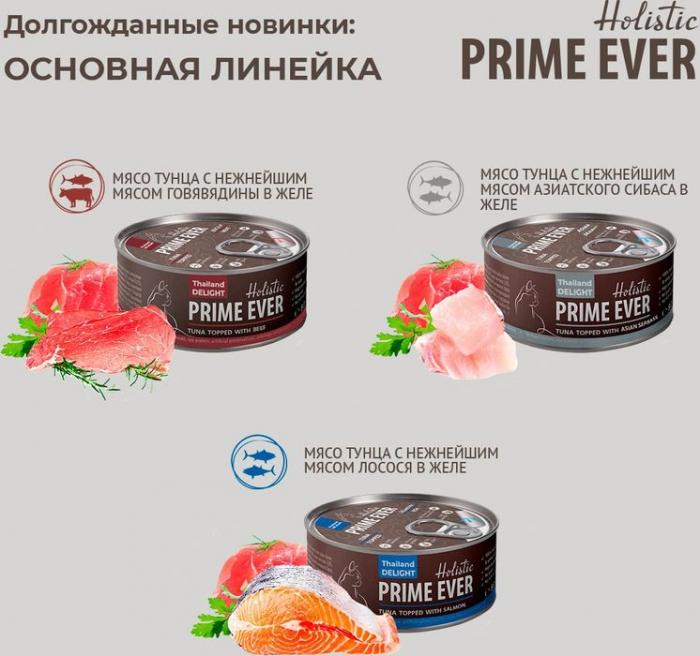 Prime Ever влажный корм для кошек, беззерновой, мусс с тунцом и креветками