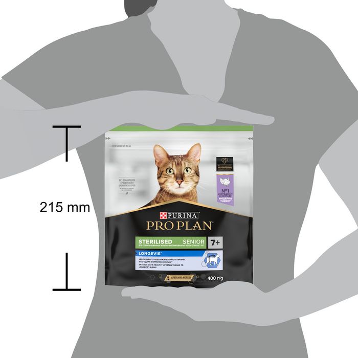 Сухой корм Pro Plan® Sterilised Longevis® для стерилизованных кошек старше 7 лет, с высоким содержанием индейки