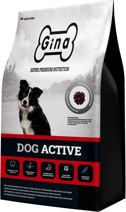 Gina Active корм для собак, с высоким уровнем активности, с курицей