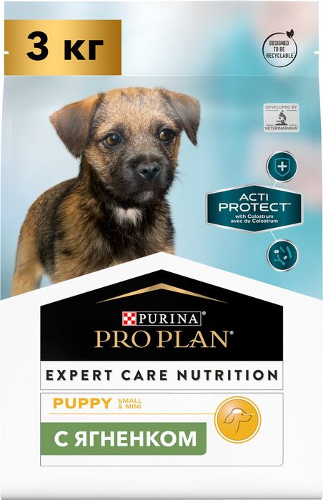 Сухой корм Pro Plan® Acti Protect, для щенков мелких и карликовых пород с чувствительным пищеварением, с высоким содержанием ягненка, Пакет