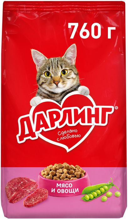 Сухой корм ДАРЛИНГ для взрослых кошек для ежедневного кормления, с мясом и овощами