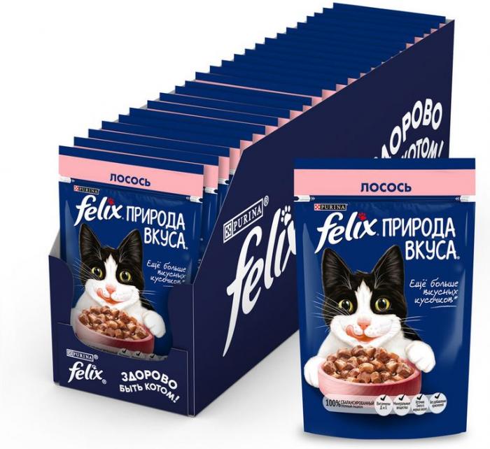 Влажный корм Felix® Природа вкуса для взрослых кошек, с лососем в соусе