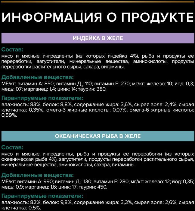 Влажный корм Pro Plan® Sterilised Maintenance для взрослых стерилизованных кошек, с индейкой в желе, с океанической рыбой в желе