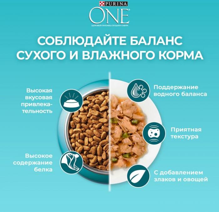 Сухой корм Purina ONE® для стерилизованных кошек и кастрированных котов, с высоким содержанием говядины и пшеницей