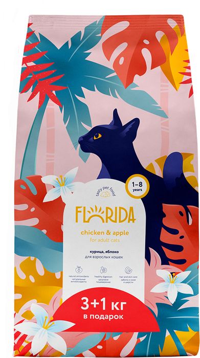 Florida сухой корм для кошек, с курицей и яблоком