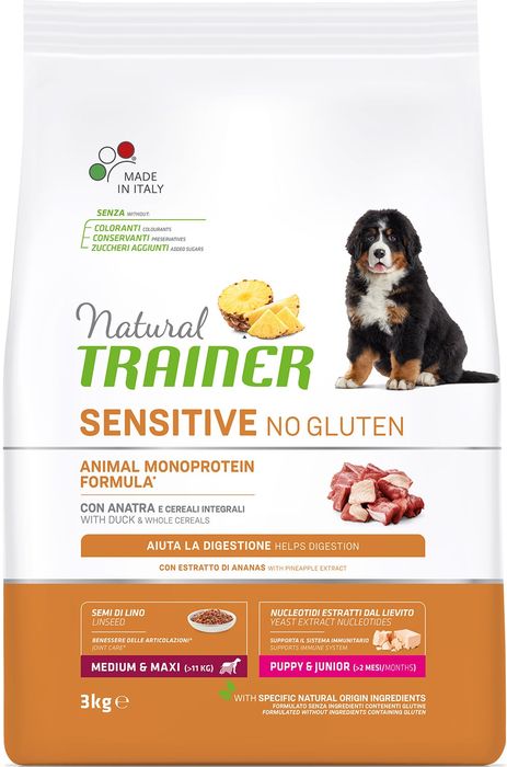 Trainer Natural корм для щенков средних и крупных пород с чувствительным пищеварением, утка