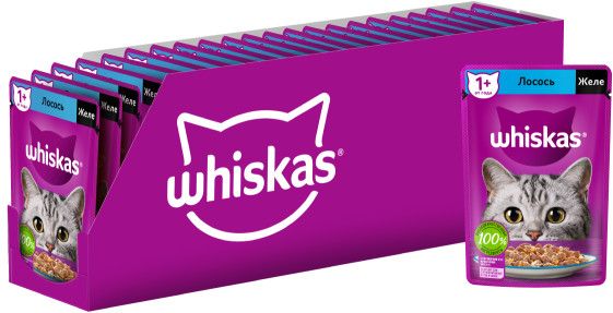 Whiskas влажный корм для кошек, желе с лососем