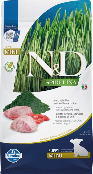 Farmina N&D Spirulina корм для щенков малых пород, с ягненком, спирулиной и ягодами годжи