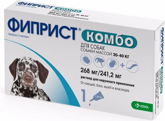 KRKA Фиприст Комбо для собак 20-40 кг от блох и клещей