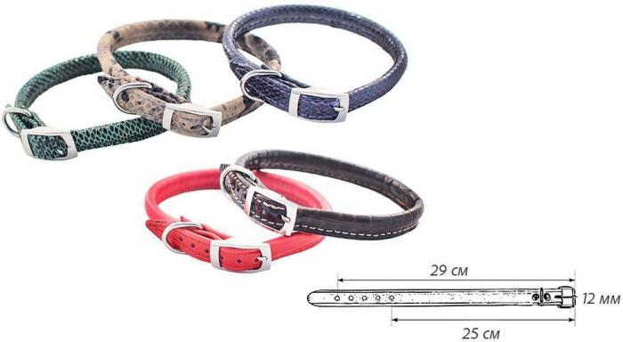 Darell Ошейник кожаный цветной круглый "Cord" 12мм*25-29см (TM "ZooM")