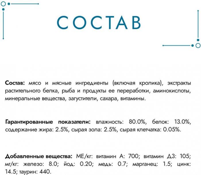 Влажный корм Гурмэ Перл Нежное филе для кошек, со вкусом кролика в соусе