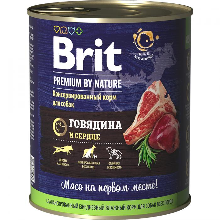 Brit Premium влажный корм для собак с говядиной и сердцем