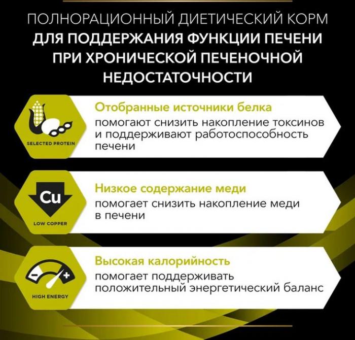 Сухой корм для щенков и взрослых собак диетический Pro Plan® Veterinary Diets HP Hepatic при хронической печеночной недостаточности