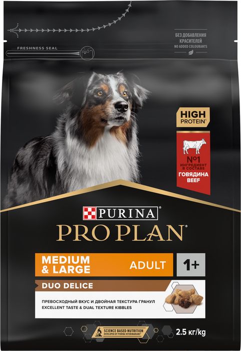 Сухой корм Pro Plan® Duo Delice для взрослых собак средних и крупных пород, с высоким содержанием говядины