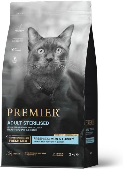 Premier корм для стерилизованных кошек, лосось с индейкой