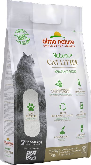 Almo Nature Cat Litter комкующийся наполнитель для кошачьего туалета, натуральный, биоразлагаемый