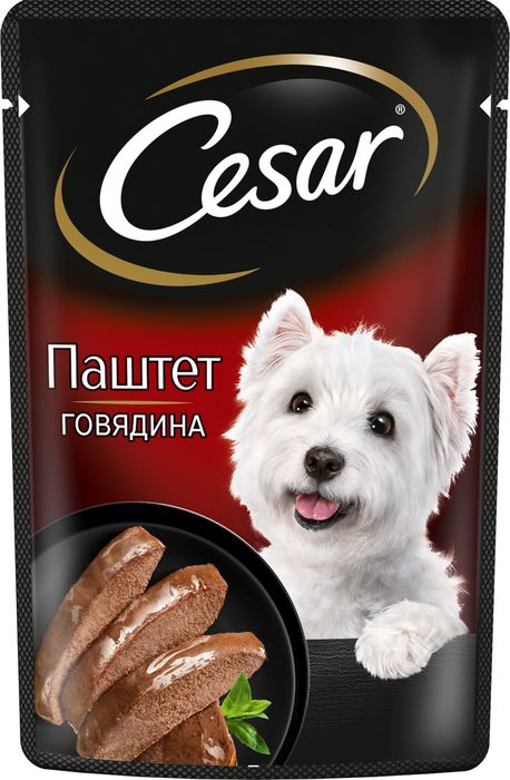 Cesar влажный корм для взрослых собак, паштет с говядиной (28шт в уп)