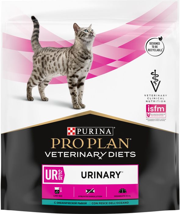 Сухой корм для взрослых кошек диетический Pro Plan® Veterinary Diets UR St/Ox при болезни нижних отделов мочевыводящих путей, с океанической рыбой, Пакет