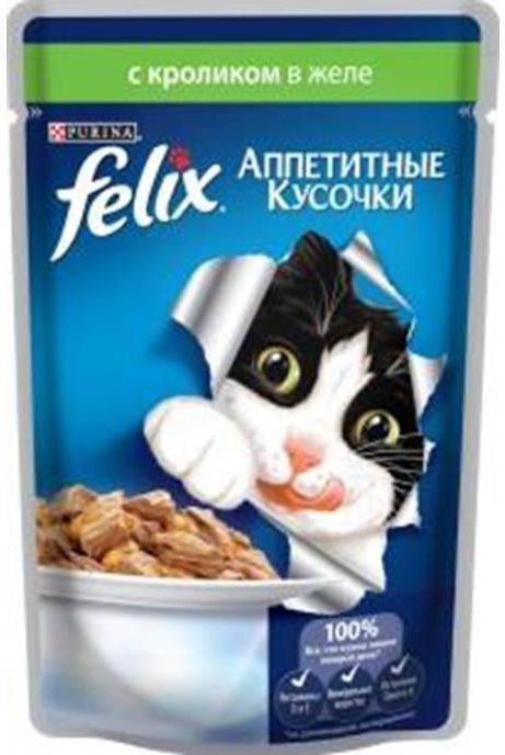 Felix консервы для кошек желе кролик