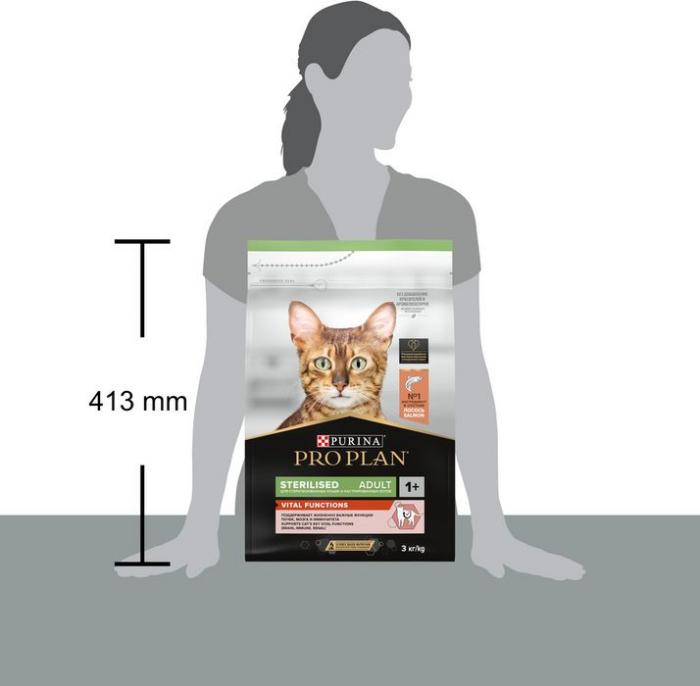 Сухой корм Pro Plan® Sterilised Vital Functions для взрослых стерилизованных кошек для поддержания функций почек, мозга и иммунитета, с высоким содержанием лосося