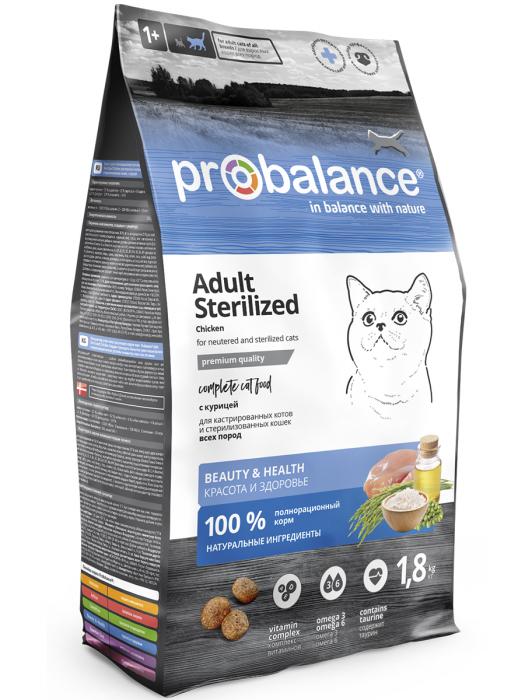 ProBalance Sterilized сухой корм для стерилизованных кошек и кастрированных котов, курица с рисом