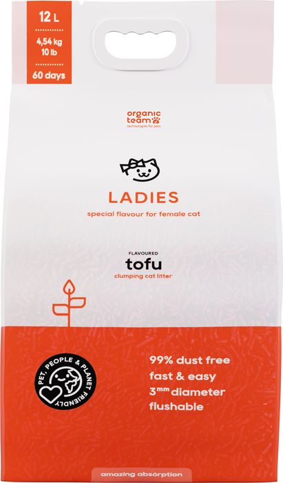 Organic team Tofu Ladies комкующийся наполнитель для кошачьего туалета, для леди