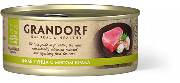 Grandorf консервы для кошек филе тунца с мясом краба