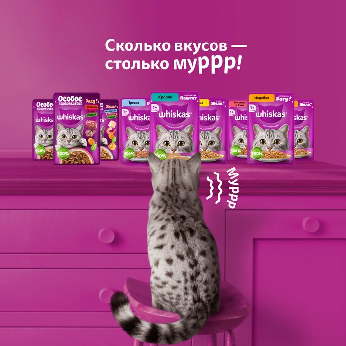 Whiskas влажный корм для взрослых кошек, паштет с кроликом