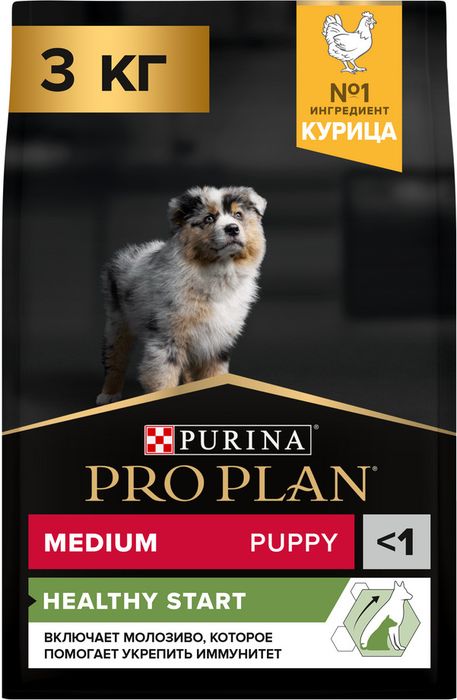 Сухой корм Pro Plan® Healthy Start для щенков средних пород, с высоким содержанием курицы
