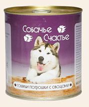 Собачье счастье влажный корм для собак с говяжьими потрохами и овощами